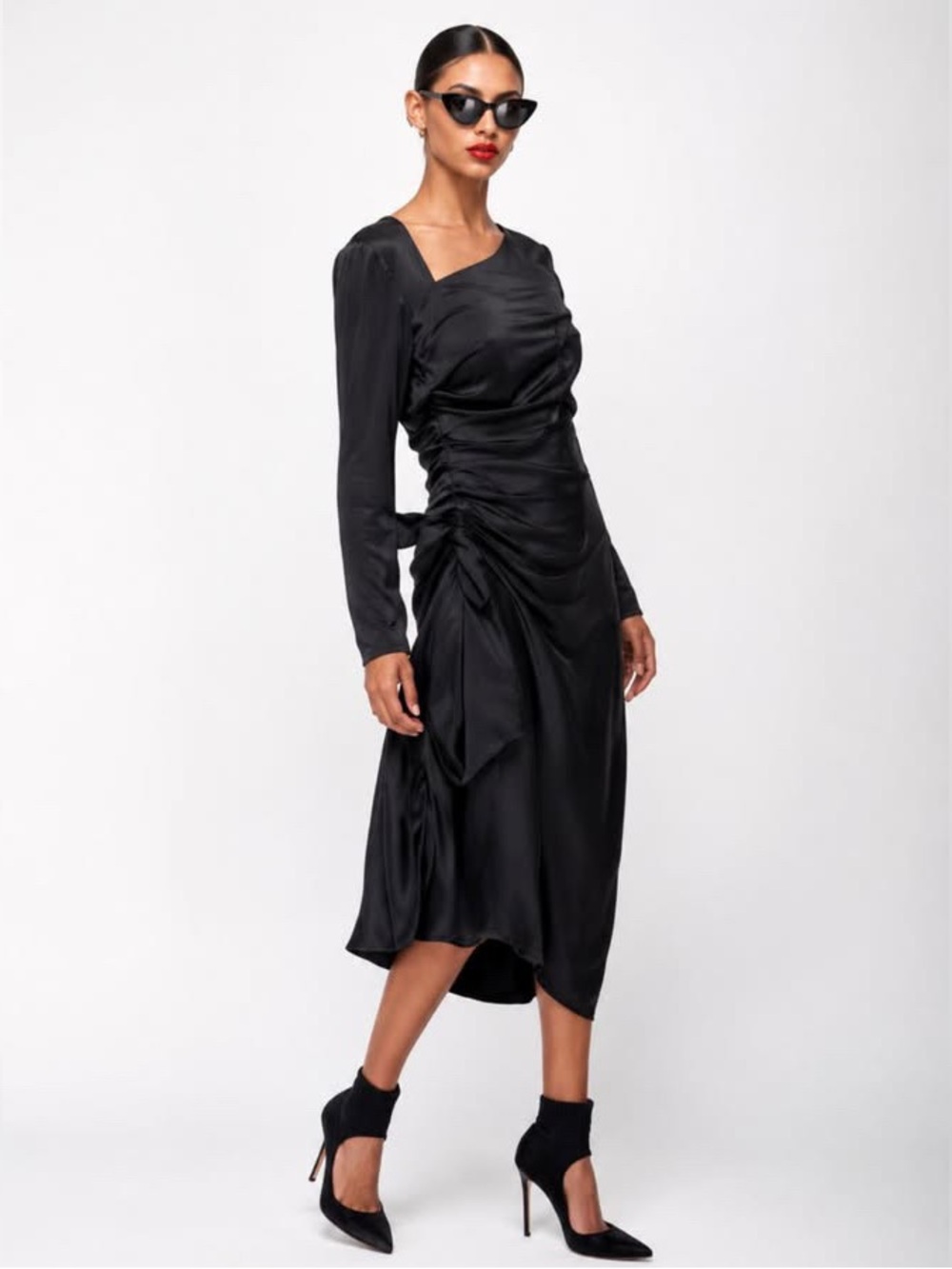 Equipment Black Annalise Silk Midi Dress